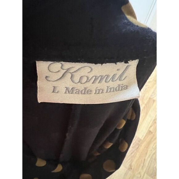 Komil Womens L Tunic Mini Dress Black Polka Dot Lagenlook Cowl Neck Pockets - Picture 8 of 10